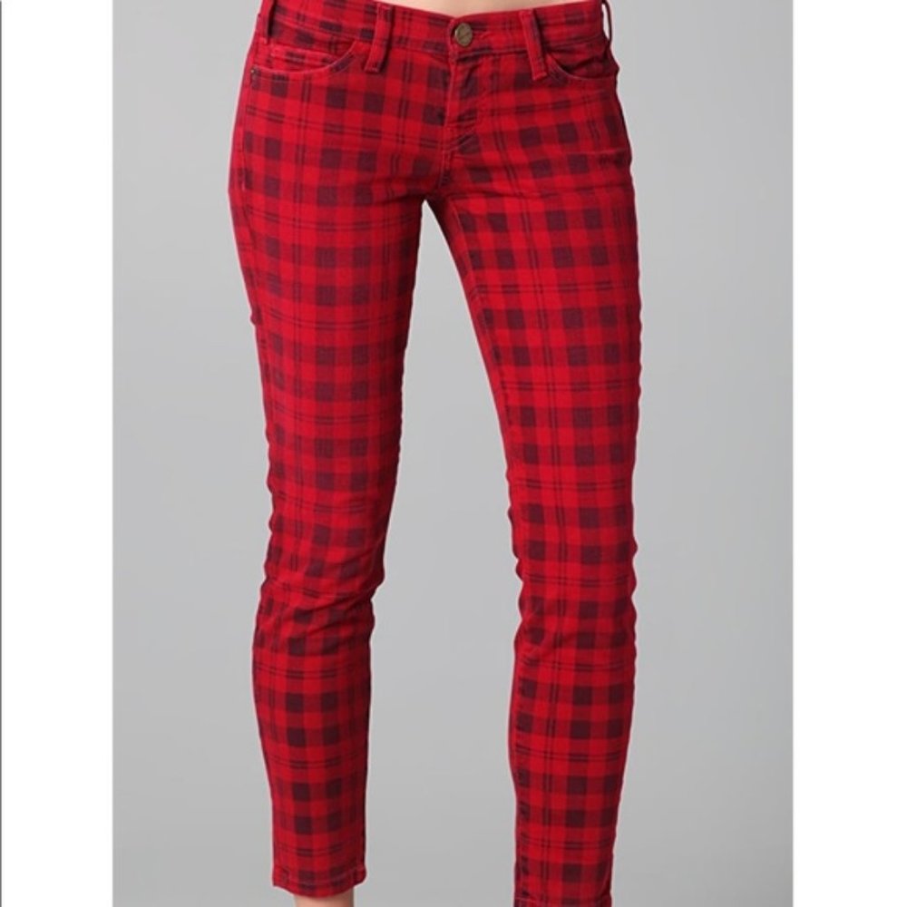 Current/Elliott The Stiletto Blood Plaid Low Rise Jeans Size 28